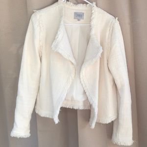 Cream Colored Tweed Material Blazer